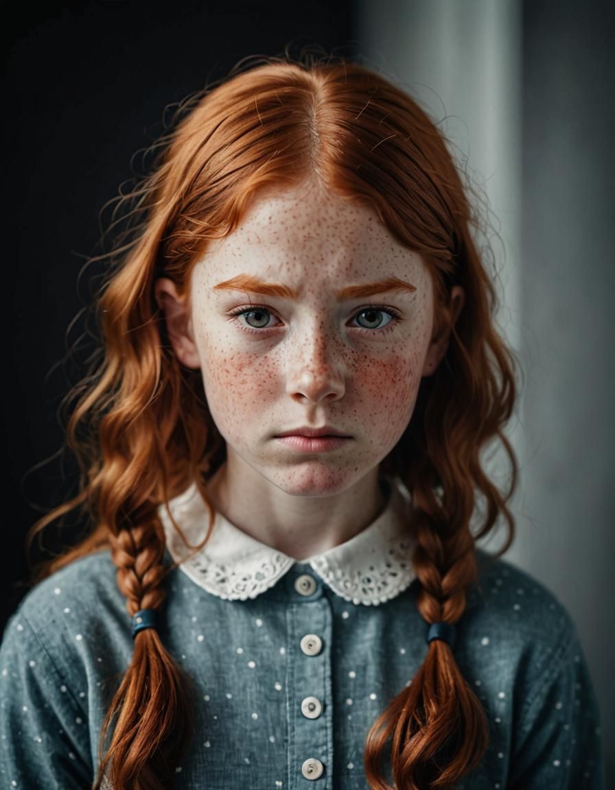 Annoyed Redhead Girl Close-Up Portrait