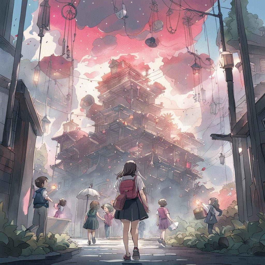 Pink Monster's First School Day: A Whimsical Digital Paintin...