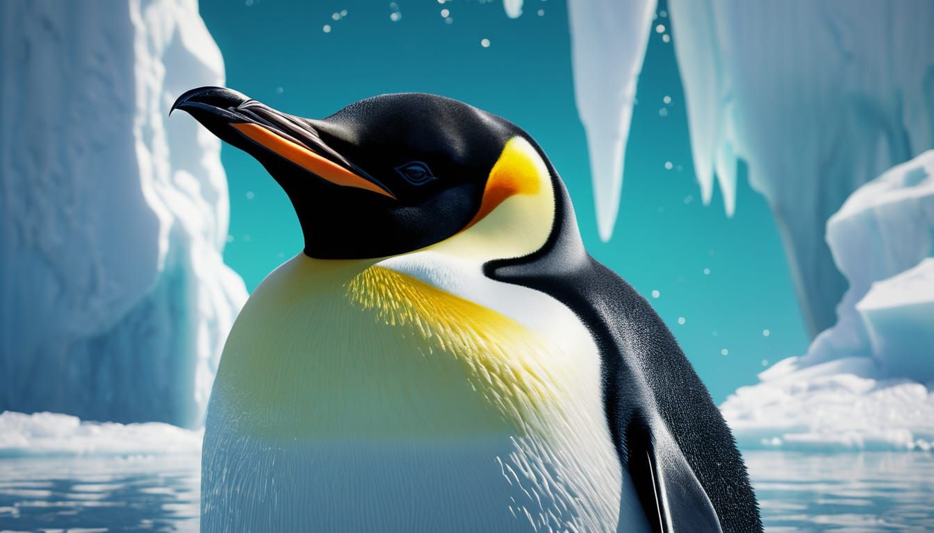 Emperor Penguins on Iceberg: Majestic Portrait