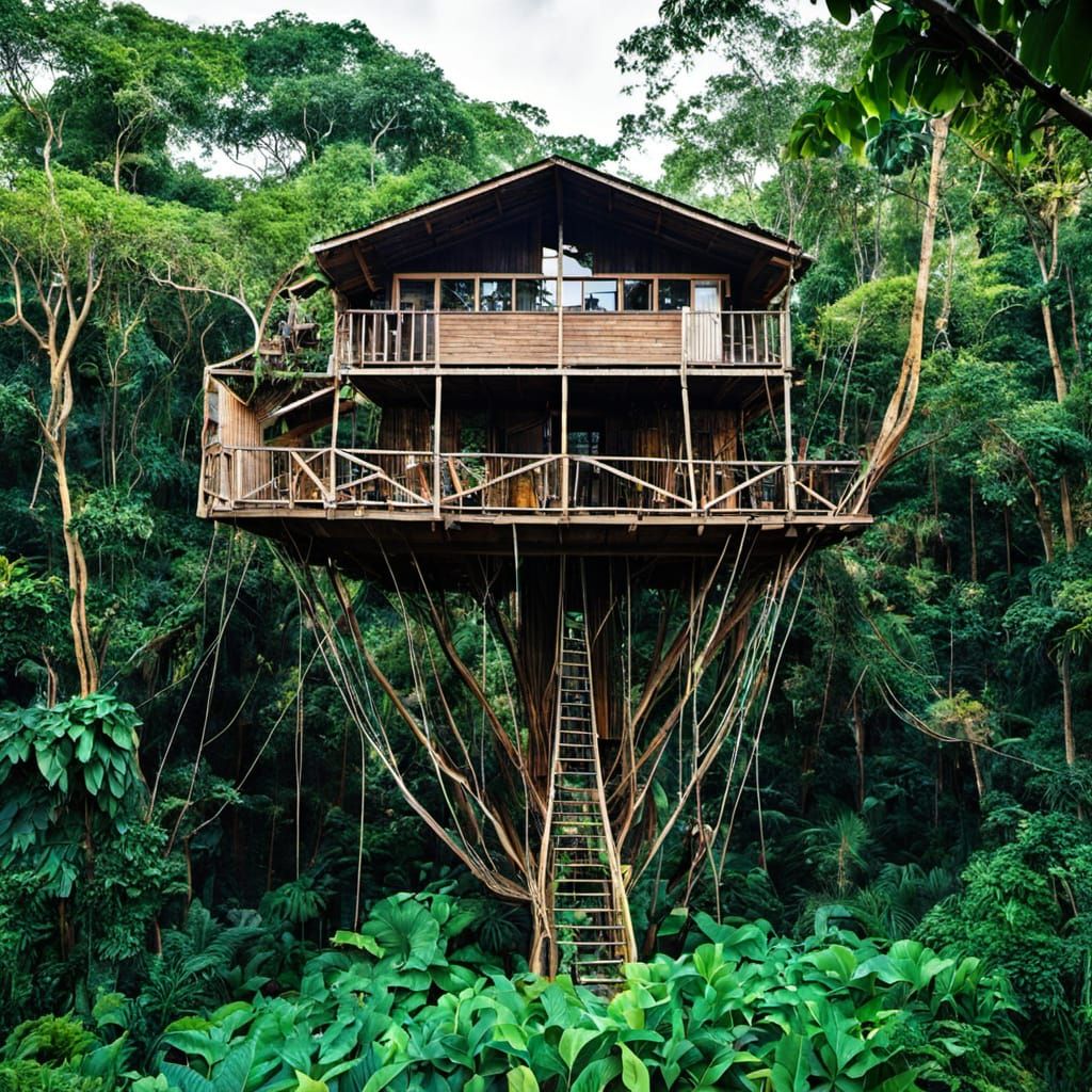 Whimsical Jungle Treehouse in Exotic Hues