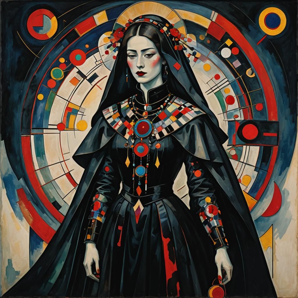 Priestess in Black: An Abstract Expressionist Vision