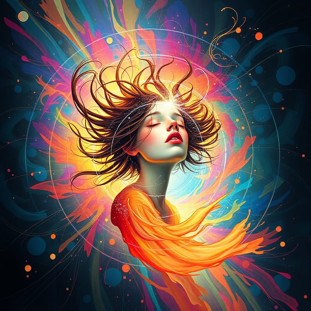 Dreamlike Figure Emerges from Aurora