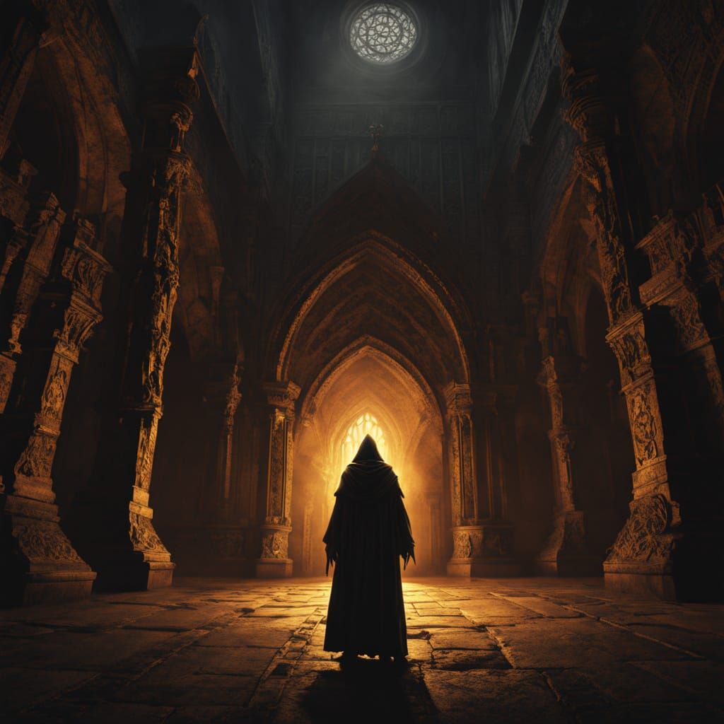 Eerie Vault Scene in Dark Fantasy Style
