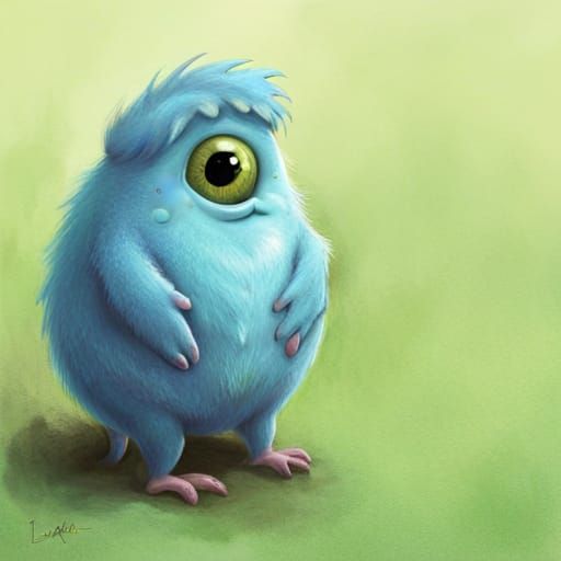 One-Eyed Furry Monster Illustration in Pastel Colors