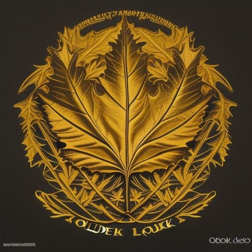 Golden Oak Leaf Emblem in Comic Book Style