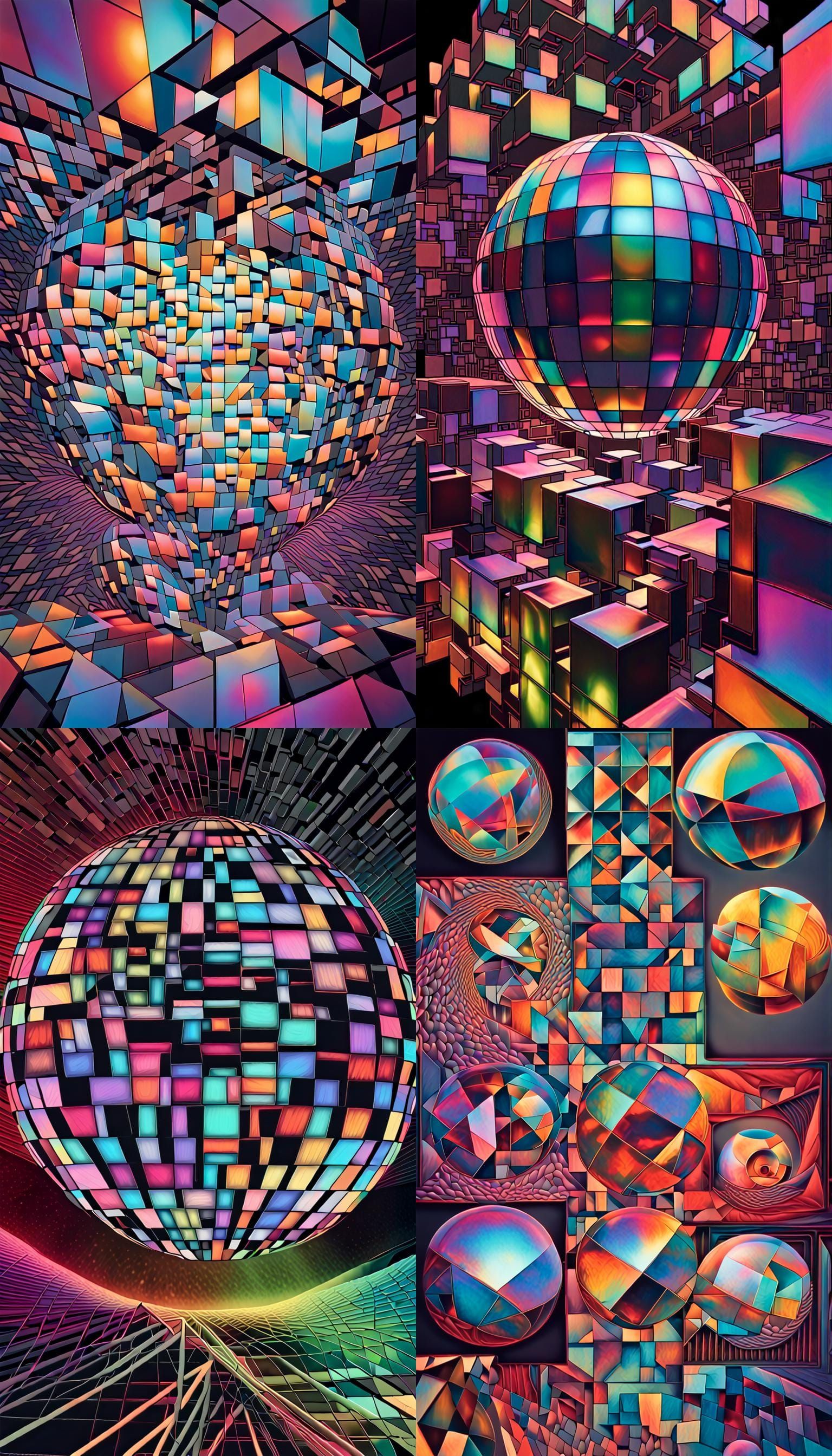 Iridescent Hyper-Sphere in Neon Shades with 3D Effects