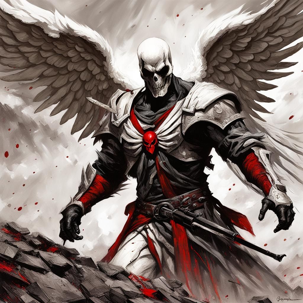 White Angel with Red Eye Digital Art