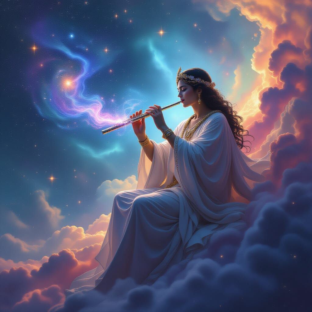 Galactic God Creates Universe with Flute