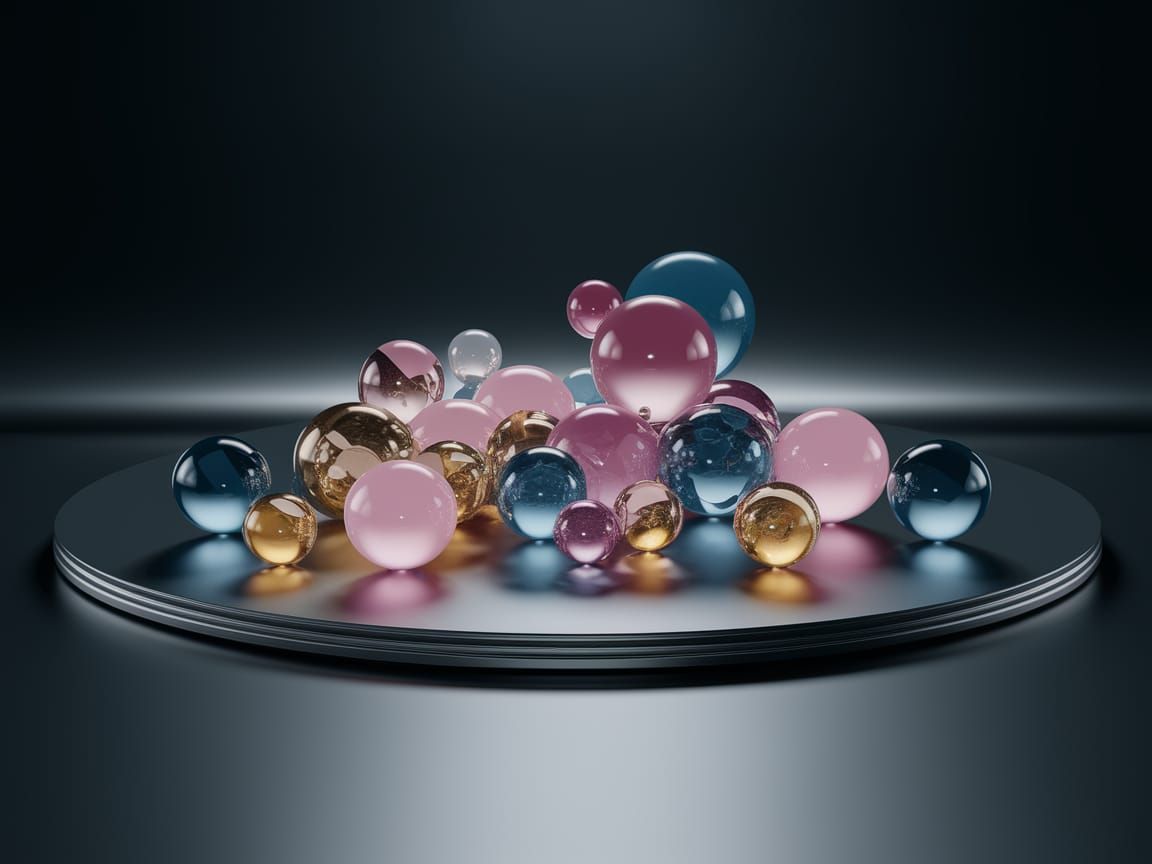 Surreal Glass Orbs in Futuristic, Avant-Garde Art Style