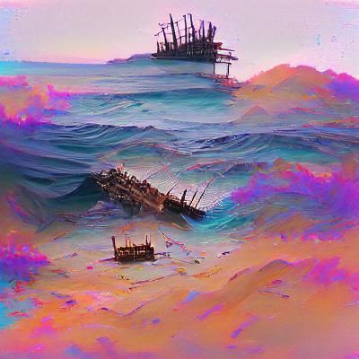 Wrecked Ship on a Lonely Shore
