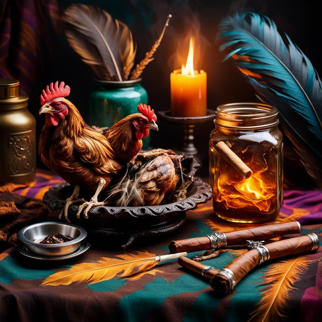 Mystical Voodoo Still Life with Eerie Glow