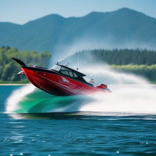 Jet Boat Creates a High Rooster Tail