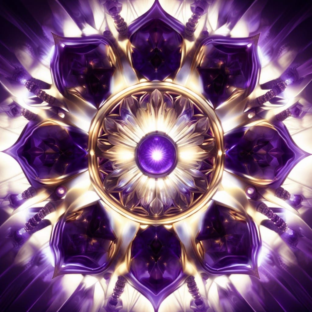 Amethyst Mandala Sculpture of Queen of Geometry