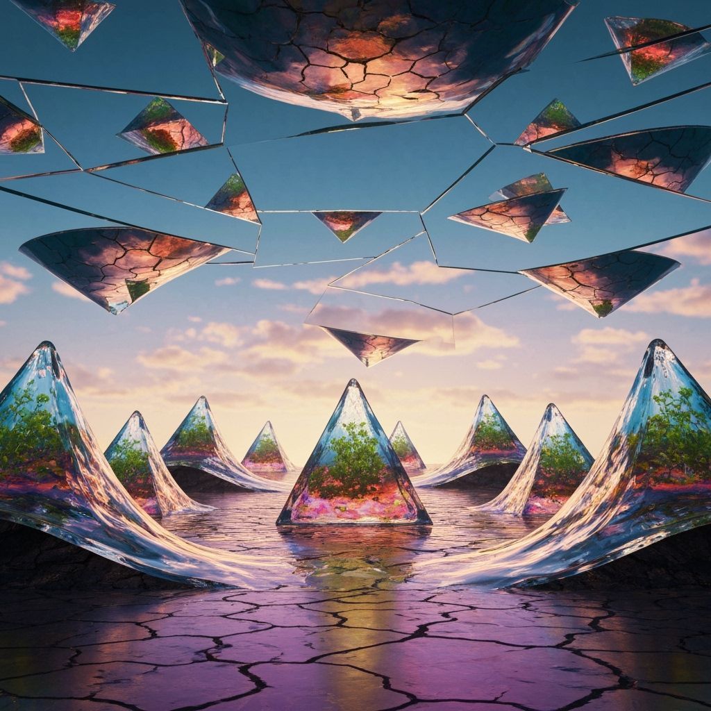Colorful Liquid Pyramids With Micro Plants In Surreal Dreams...