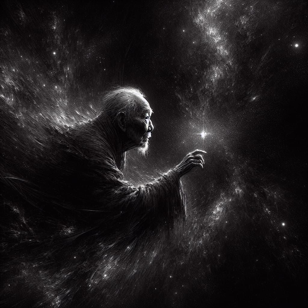 Cosmic Frailty: A Monochrome Digital Matte Painting