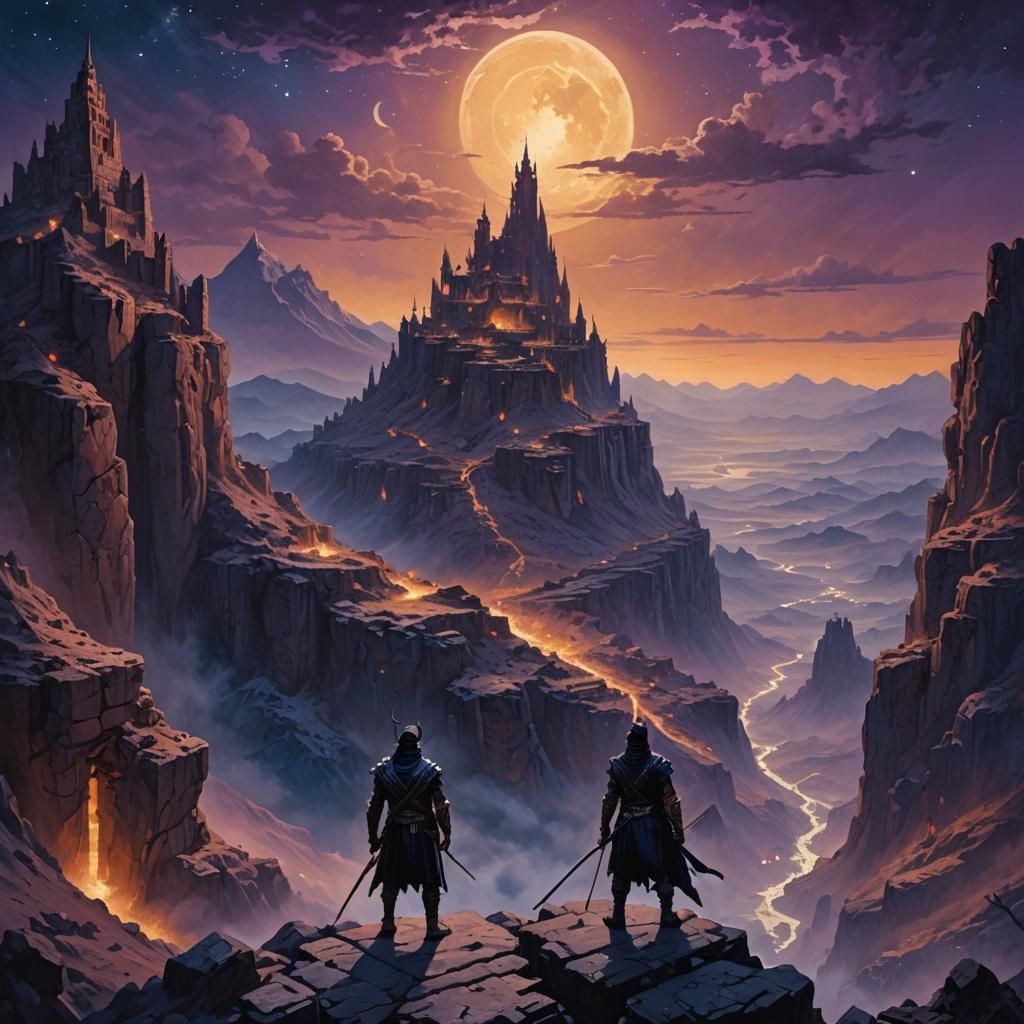 Mystical Warrior on Mountain, Gerald Brom Inspired Art