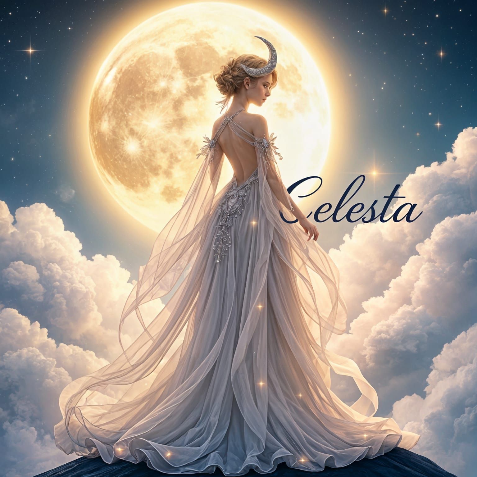 Intricately Detailed Celestial Moon RPG Character