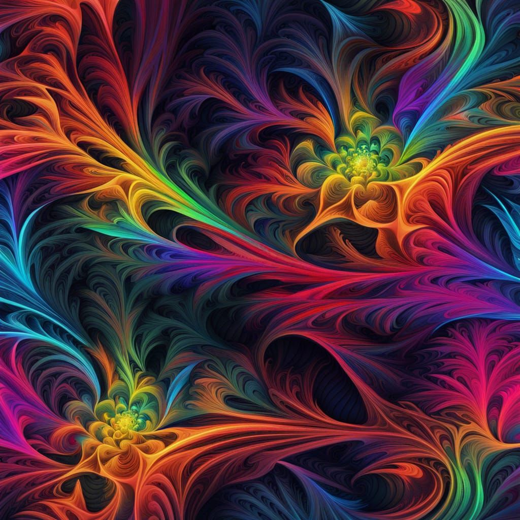 High Intensity Neon Rainbow Fractal Art