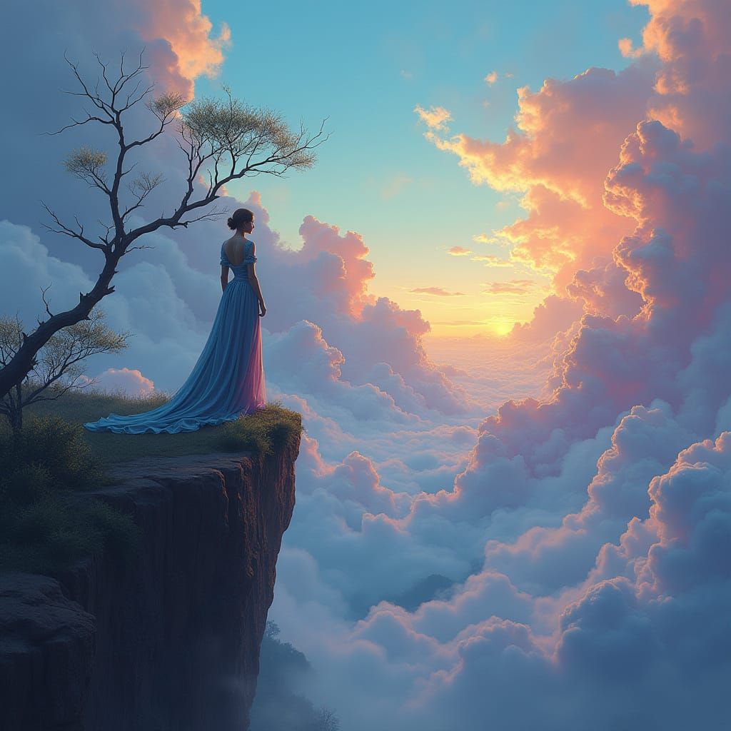 Majestic Figure Embracing the Unknown in a Vibrant, Surreal ...