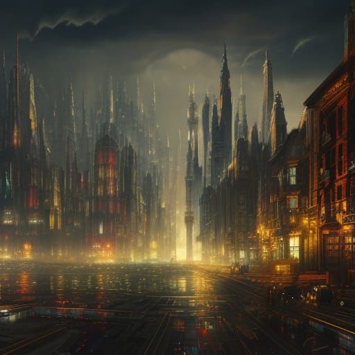 Futuristic Cityscape at Night in Detailed Digital Art