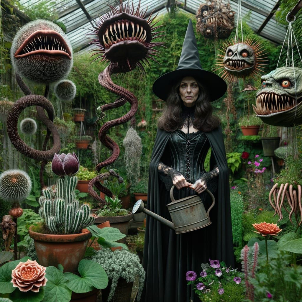 Witch Tends to Dark Fantasy Garden
