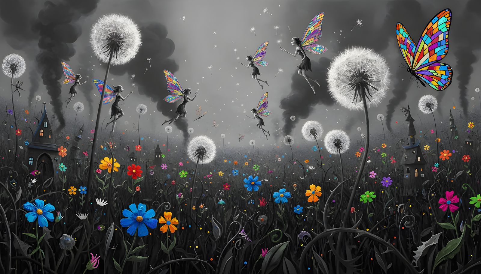 Winged Fairies Dreamscape as Abstract Art