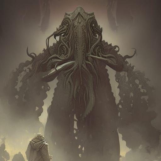 Cthulhu Horror Giant Monster in Muted Colors