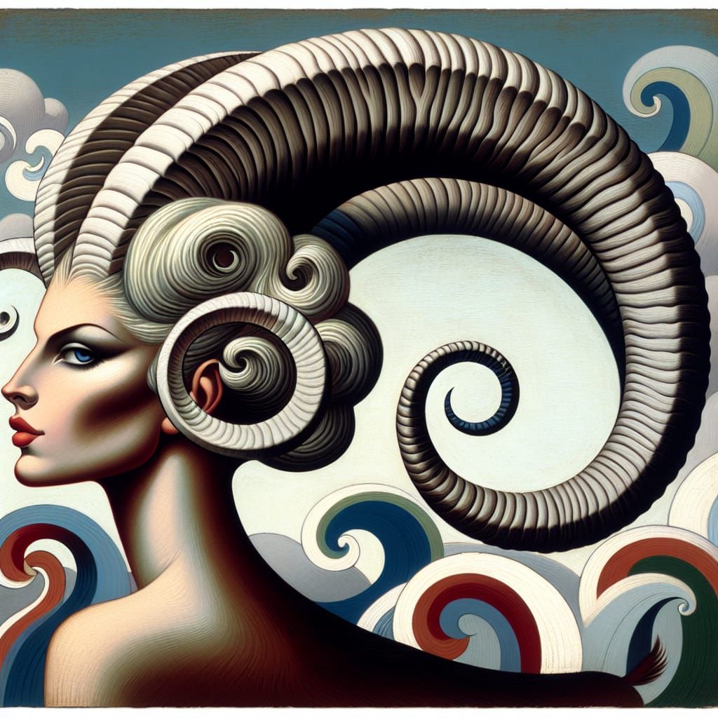 Surreal Aries Zodiac Sign in Oil Painting Style