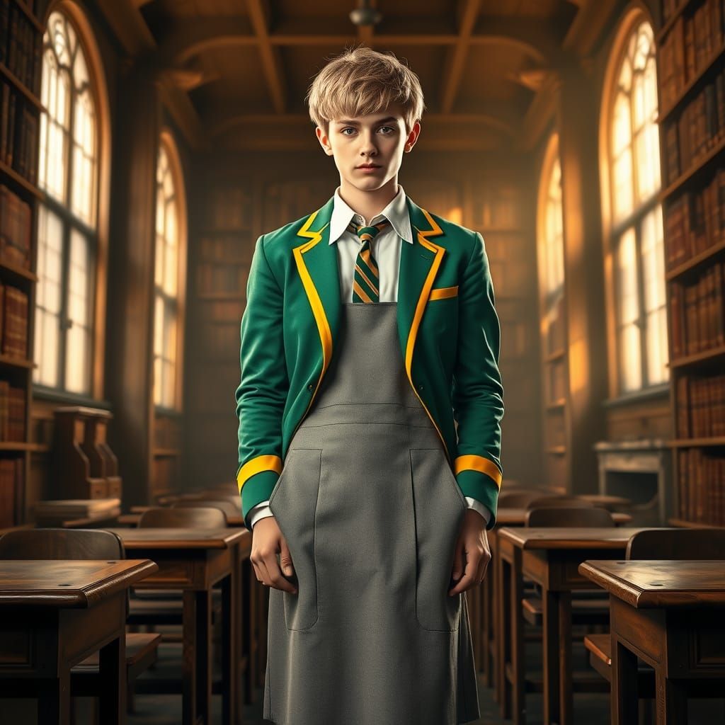 Confident Scholar in Emerald Green Blazer