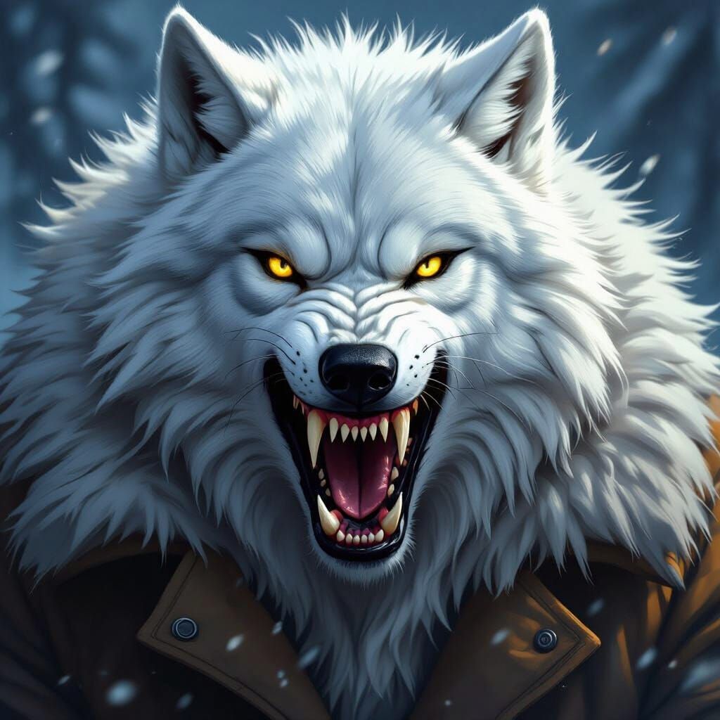 Ferocious Albino Wolf Bares Teeth in Striking Image