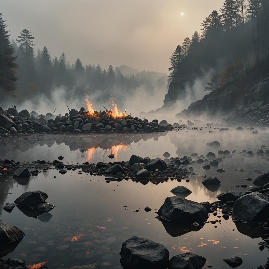 Mystical Garlic Lake in Old Land Panorama