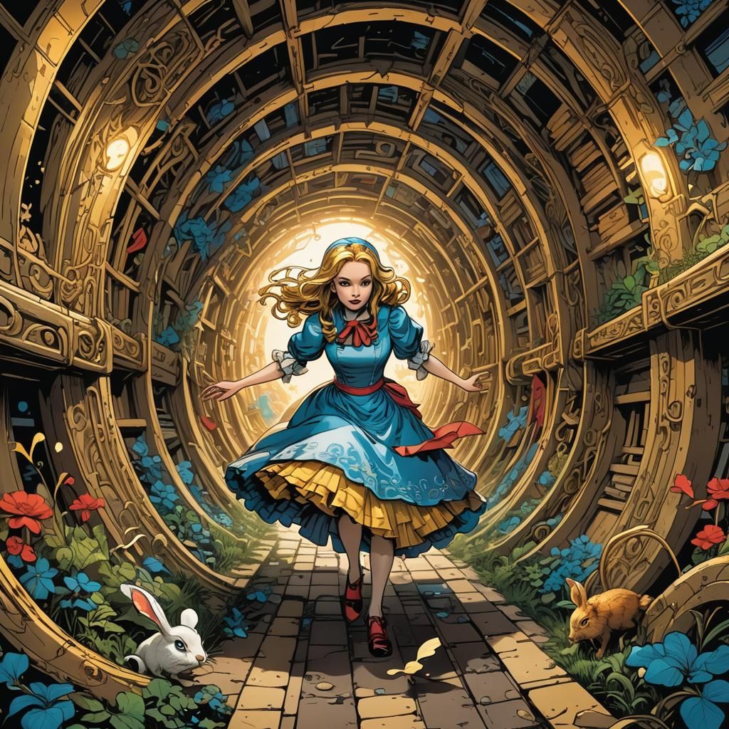 Alice in Wonderland: Comic Book Style Rabbit Hole