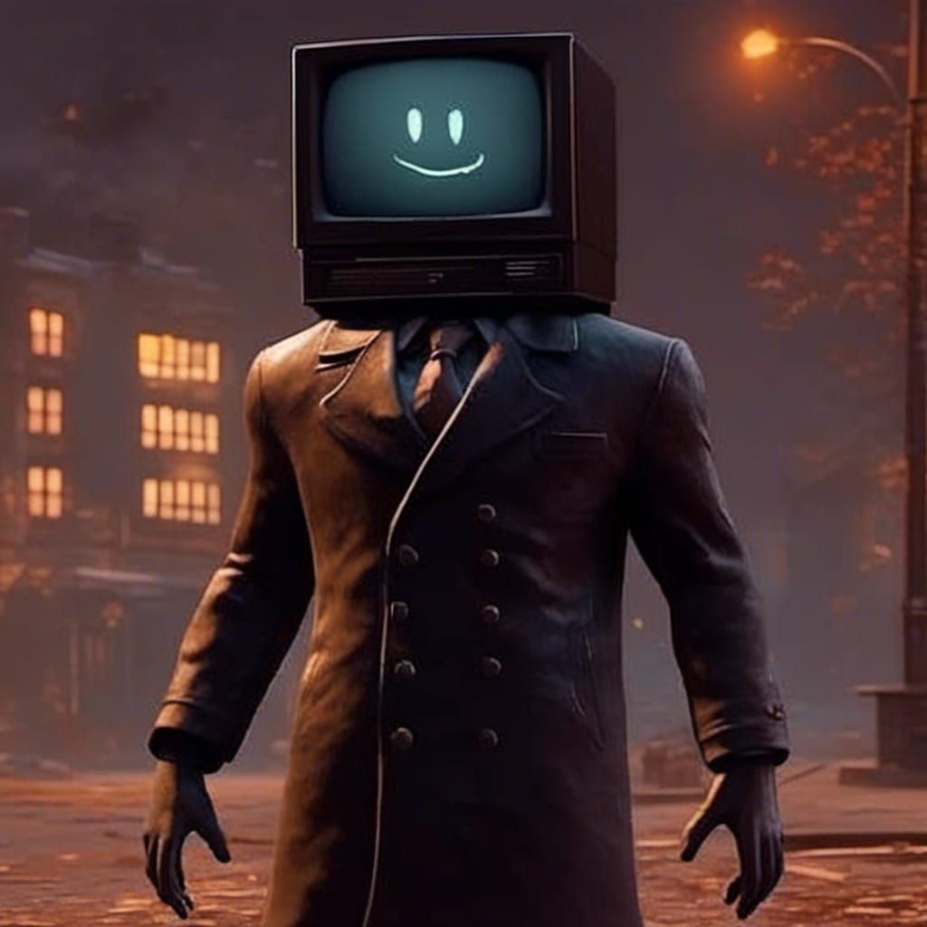 Skibidi TV Man in Tuxedo: Dark Fantasy Concept