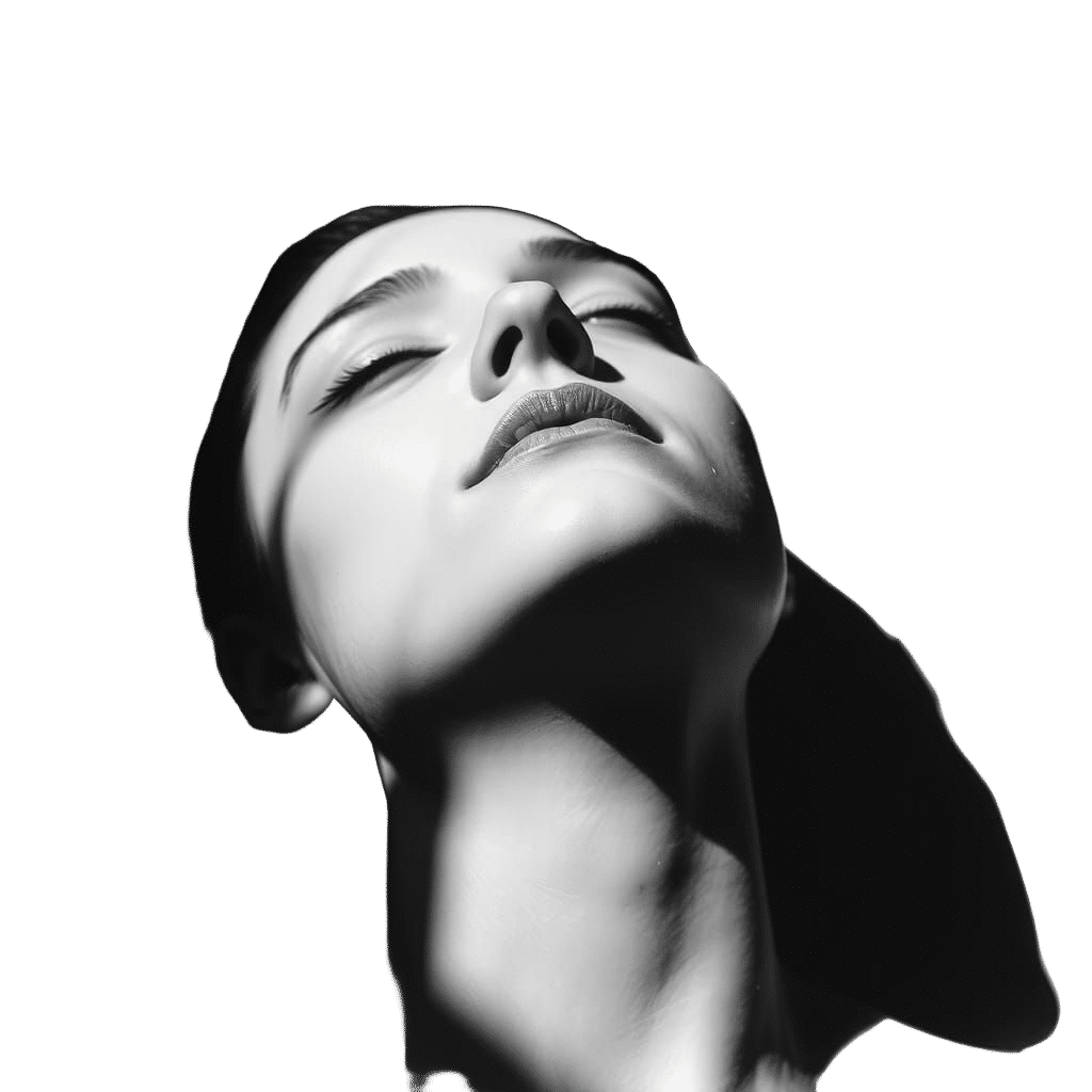 Monochrome Portrait of Person Looking Upward