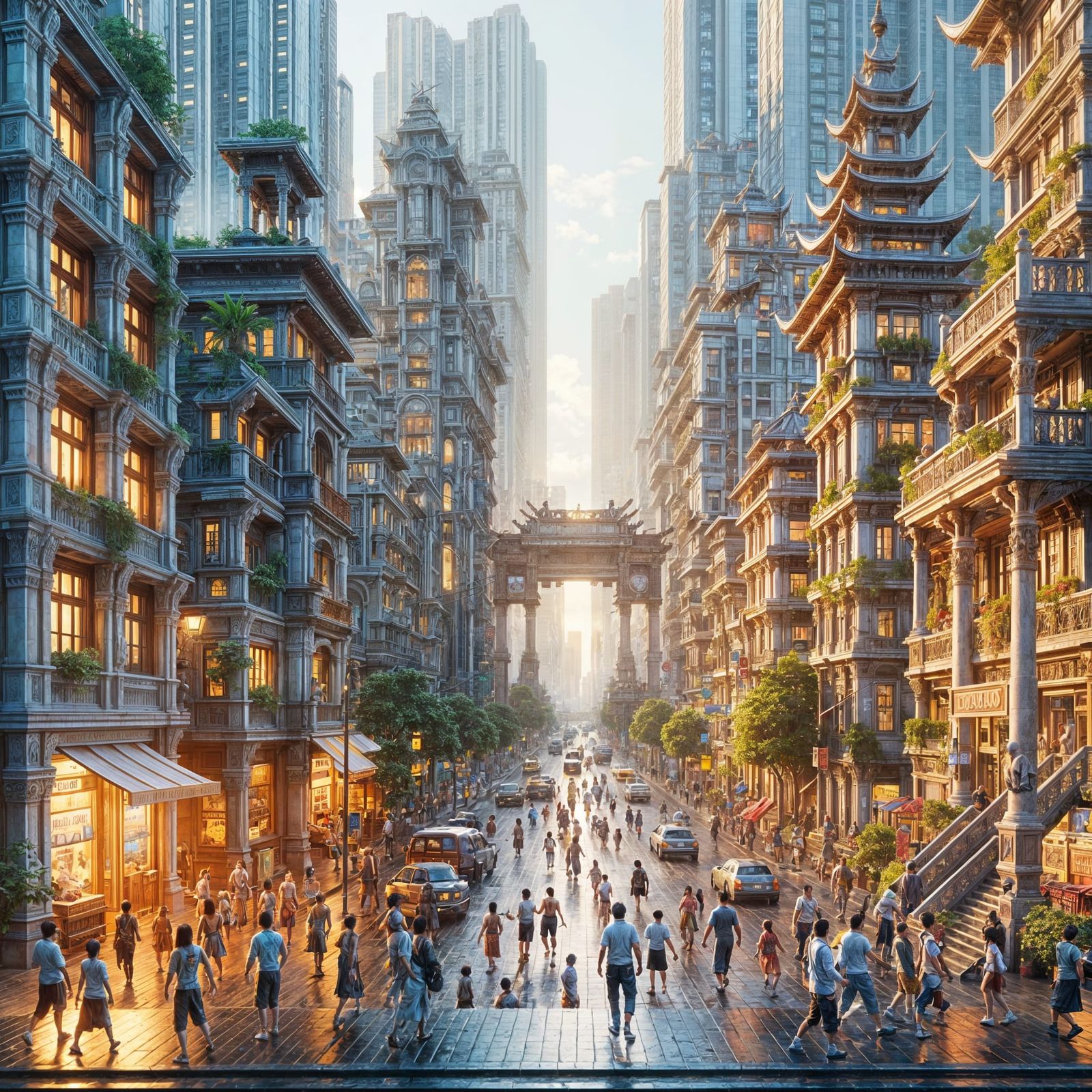 Austronesian Metropolis Street Scene in Vibrant 8K 3D