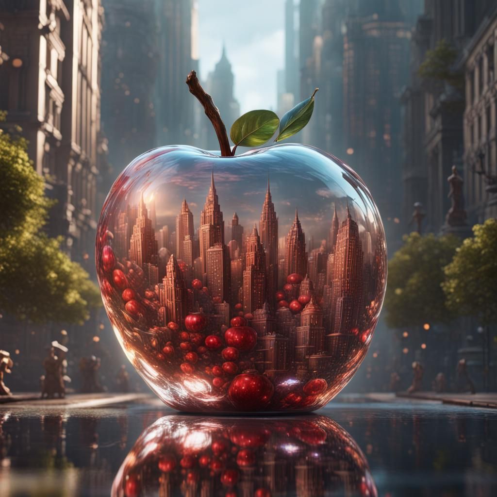 Glass Apple City: Detailed Matte Painting
