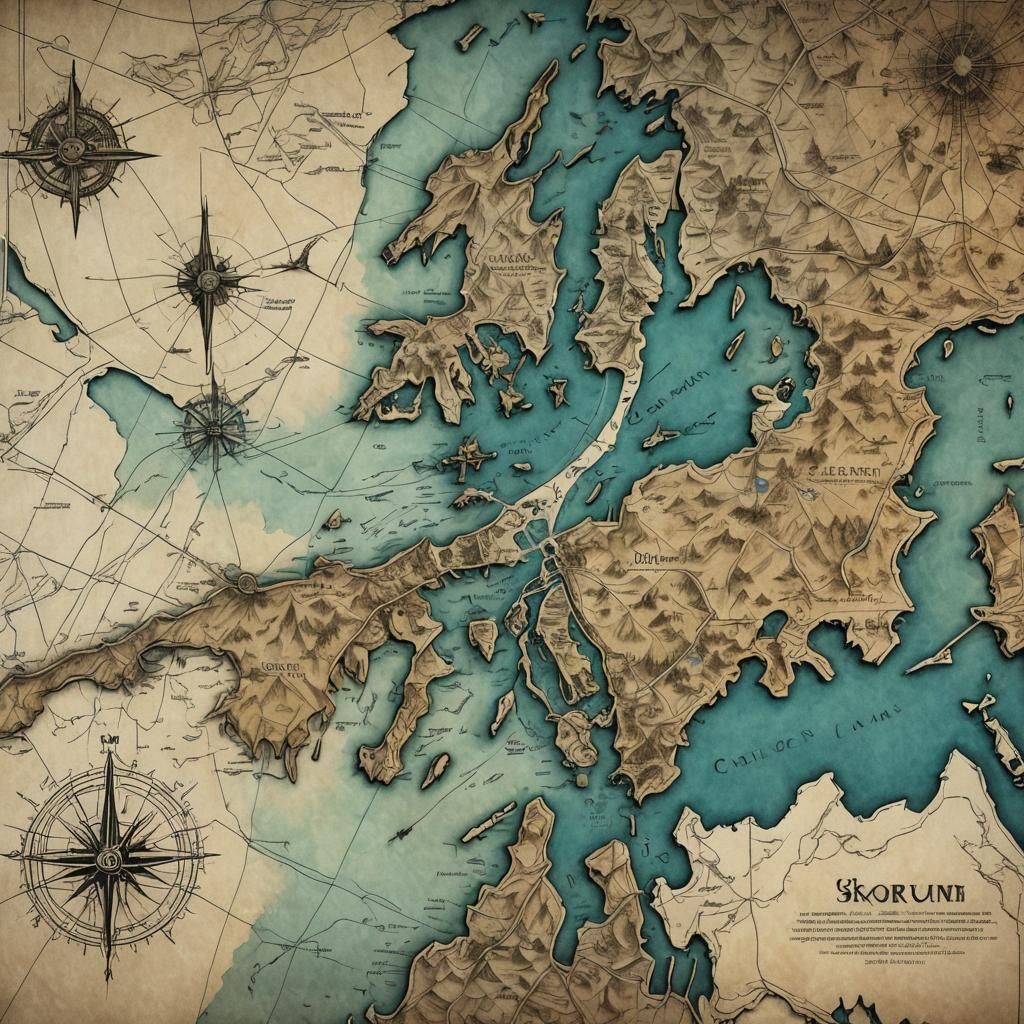 Skyrim Map in Retro D&D Style