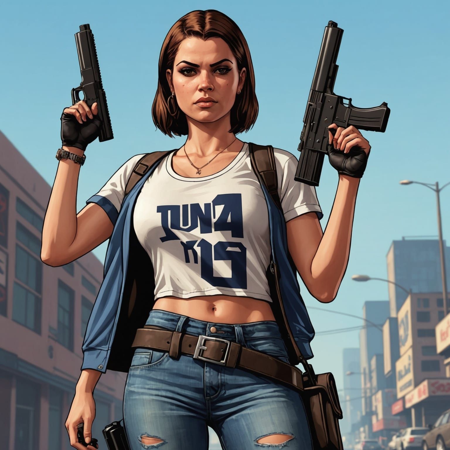 Woman with Gun in GTA Style