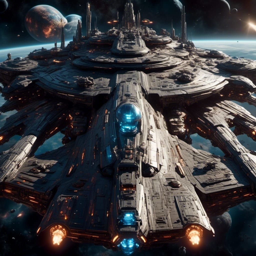 Capital Spaceship Looms in Deep Space