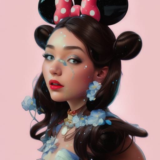 Minnie Mouse Portrait in Art Nouveau Style