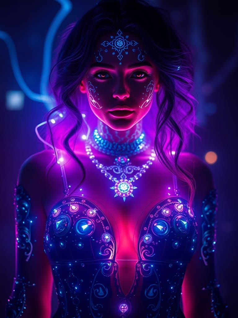 Otherworldly Glowing Woman in Digital Art