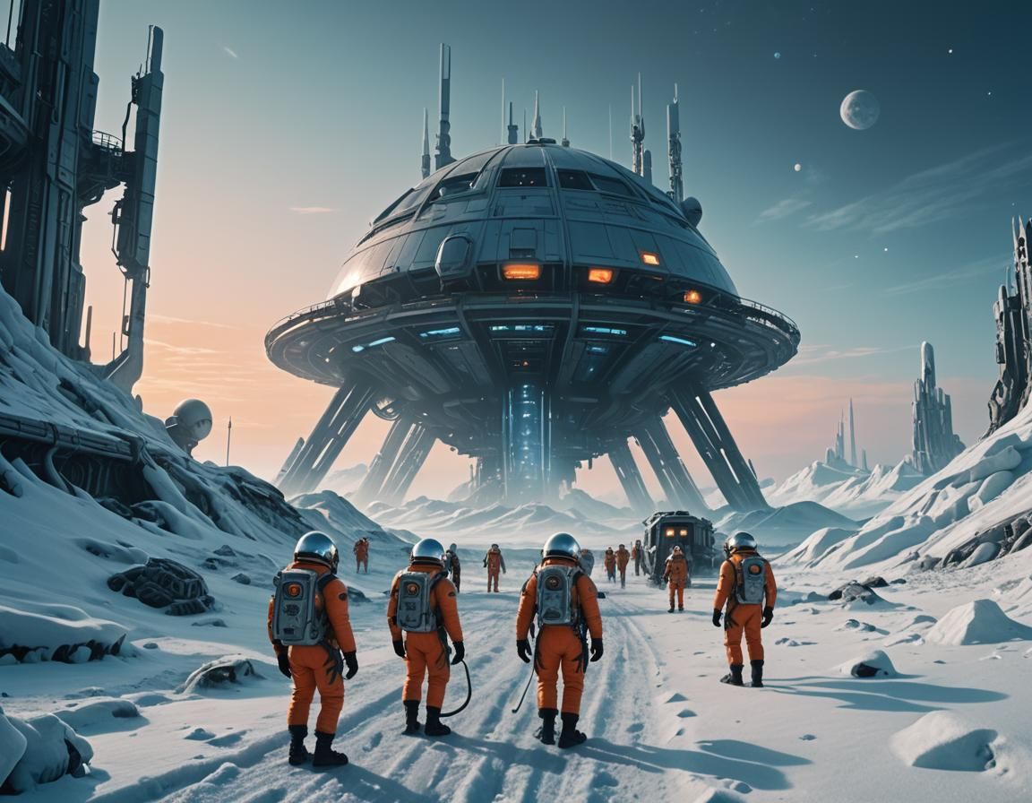 Sci-Fi Colony on Snowy Alien Planet