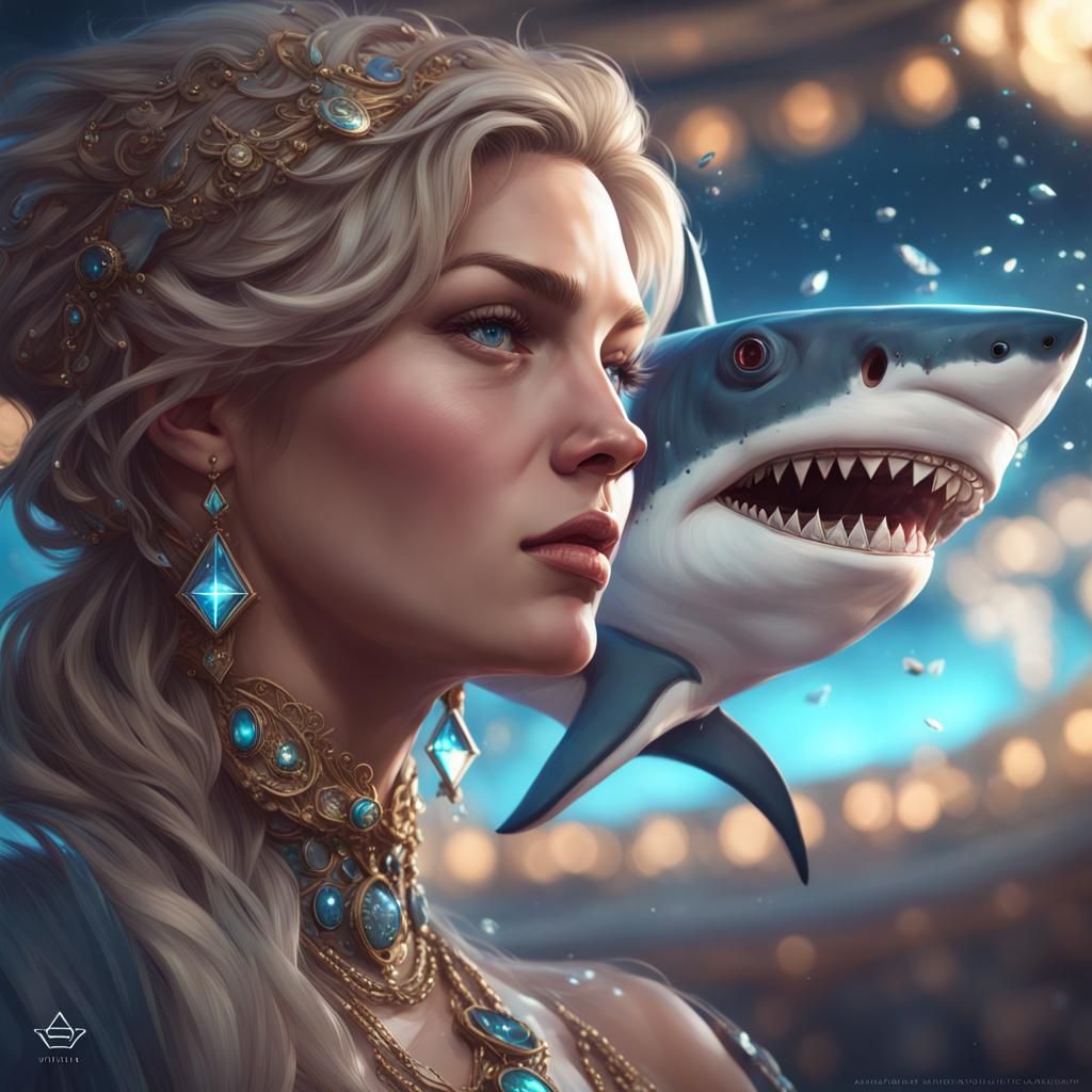 Diamond Shark Portrait in Hyperdetailed Style