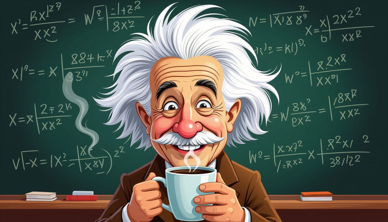 Albert Einstein's Humorous Coffee Break Cartoon