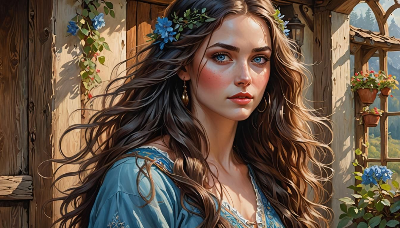 Bohemian Beauty with Blue Eyes, Romance Novel Cover