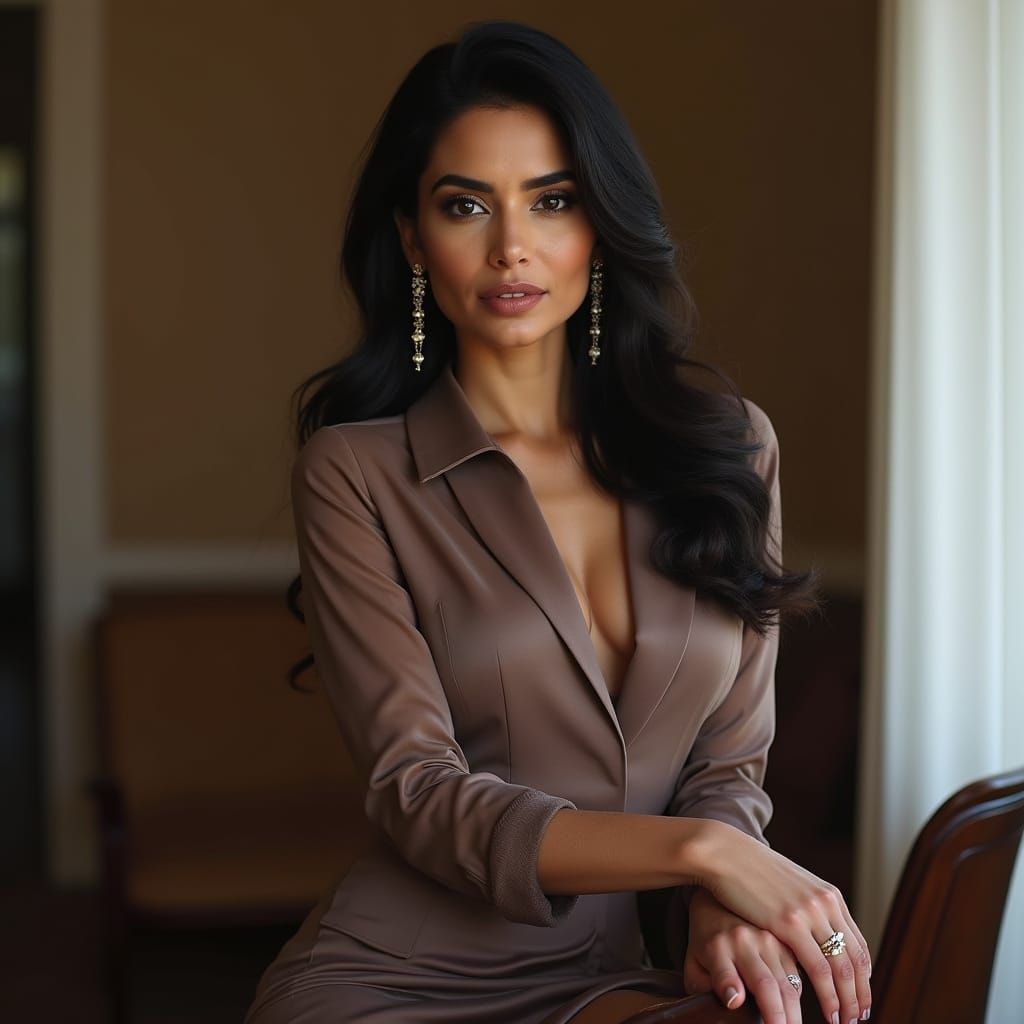 Elegant North Indian Woman in High-Class Attire