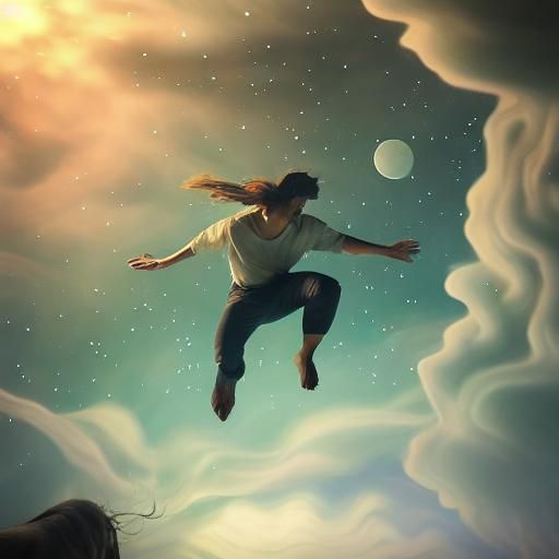 Boy floating. Dreamy, ethereal dub stepping and tripping