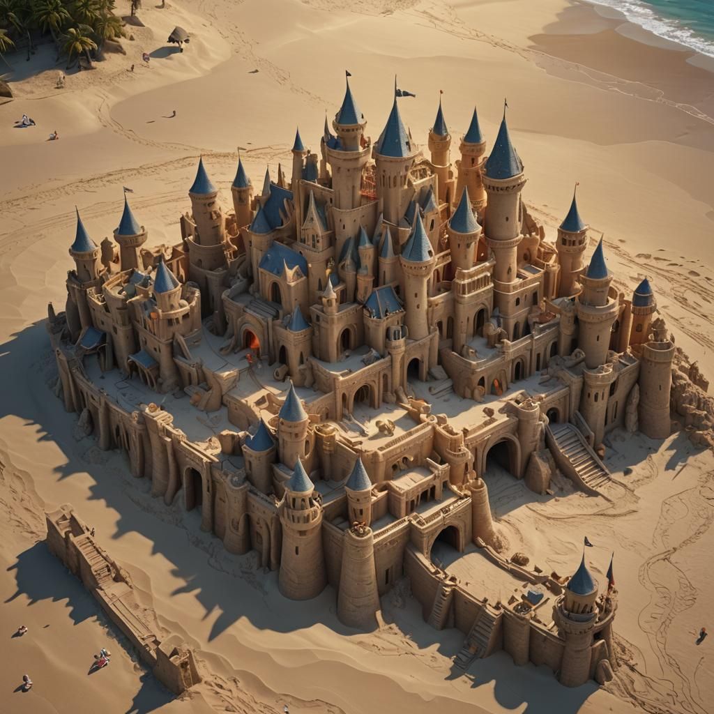 Elaborate Sandcastle Architecture in a Transcended World