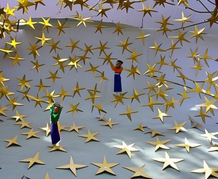 Cartoon Mascots Skanking in Origami Theme Park