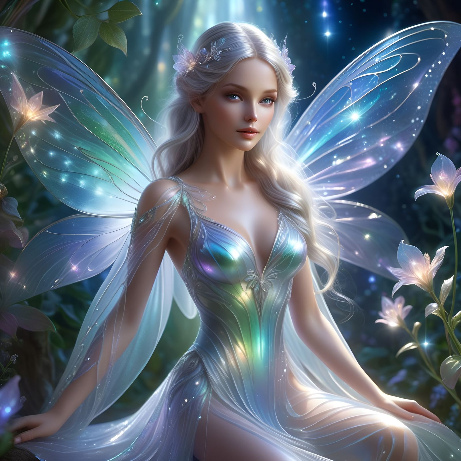 Detailed Fairy with Gossamer Wings and Mystical Aura
